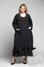 Designer Herbstkleid Winterkleid Maxikleid 42 44 L XL Lagenlook Neu UVP 149.-