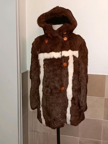 Vintage pelzjacke mit kapuze - mit,