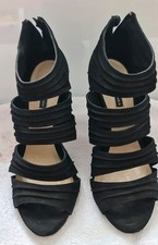 Damenschuh High Heels Gr. 38 Rauleder schwarz  Ledersohle  Fabrikat Belmondo 