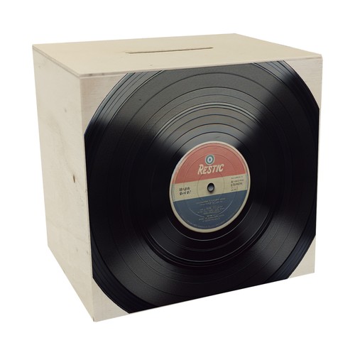 Schallplatte spardose aus holz - schallplatte,