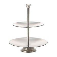 Servierständer Etagere 2 Ebenen stöckig Edelstahl Servierplatte Ø 20,7, 16 cm