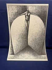 ältere 50 x 35 cm !! Grafik Kunstdruck Schnitt Papier Akt  Art Joseph Urie