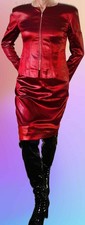 Sexy Rot schimmerntes Kostüm wie Leder  Jacke und Rock Gr. 38/40 eventuelle 42