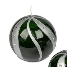 Kugelkerze Welle grün silber