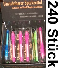 240x SPICKZETTEL GEHEIMSCHRIFT KUGELSCHREIBER WURFMATERIAL KARNEVAL UV-LICHT