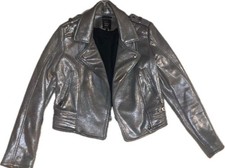 ZARA Lederjacke Silber