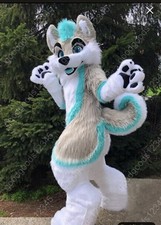 Cosplay Fursuit Furry Grey Wolf Husky Dog Fox Fursuit