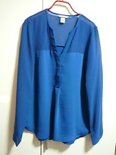 F H&M Bluse Tunika Gr 38 royal-blau Schulterbereich durchsichtig Knöpfe verdeckt