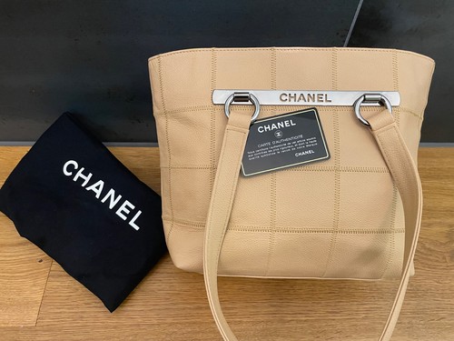 Chanel chocolate bar tote - chocolate,