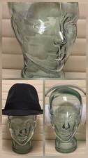 Midcentury schwerer Vintage Glaskopf Grün Deko Kopf Kopfhörer Warenpräsentation 