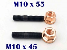 1 Stück Stehbolzen M10x55 8.8 + hohe Kupfermutter M10, hochfest 10.9 mit Bund