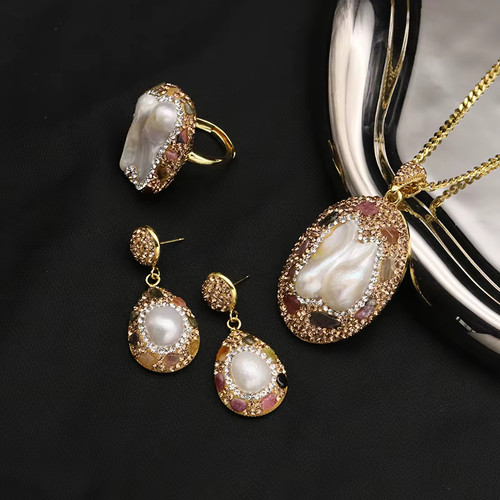 Schmuckset barockperlen mit - barockperlen,