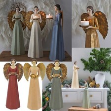 Engel Vintage Meander Shabby Handbemalt Weihnachten Antikstil Kerzenhalter 37cm