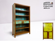 Boatwood by WMK # Besonderes Bücherregal mit Schubladen, ein aus altem Bootsholz