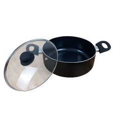 Kochtopf Kasserolle Induktion Ibili Aluminium Glasdeckel 24 cm 6,5 L Antihaft