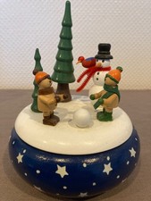 mechanische Spieluhr, Spieldose, Winterszene, Musik "O Tannenbaum", Holz