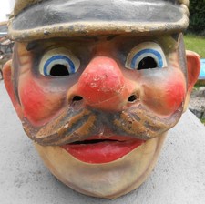 Uralt Faschings Aufsetzkopf Schwellkopf Pappmaché Wachtmeister Dimpflmoser