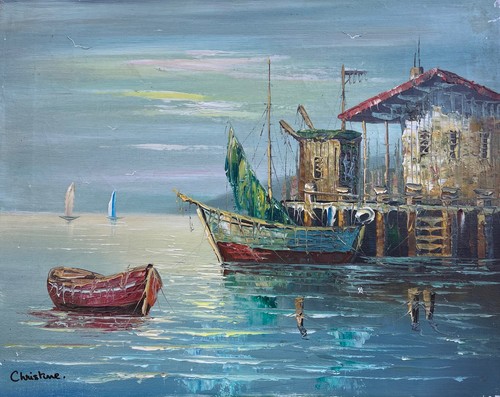 Impressionist kleiner hafen - impressionist,