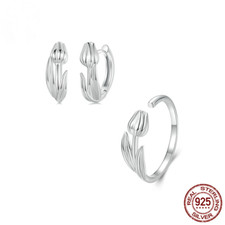 Tulpe Ohrring Ring Set S925