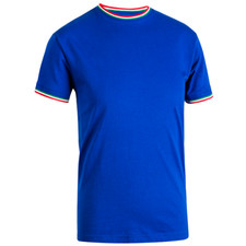 Lagerposten 38 T-Shirt Baumwolle royalblau dreifarbige Einsätze Italien Myday Sky Sport