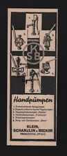 FRANKENTHAL, Werbung 1936, Klein, Schanzlin & Becker Hand-Pumpen