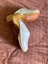 Schweden Clogs aus Holz und Natural Leder Größe 38 in Weiß