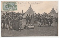 Frühe Postkarte, French Congo francais, Tam-tam de Sanghos, Schlitztrommel, 1920