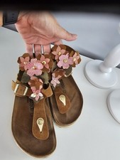Seltene Birkenstock Birki's Cognac bunte Blumen Rosa Grün 3D 41 normale Weite