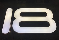 Leuchtzahl 18 Neonschrift LED weiss 42cm groß Leuchtbuchstabe Geburtstag Zahl .