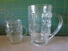 Maßkrug, Bierkrug, Glas mit Henkel 0,5 l gebraucht ohne Aufdruck + kleines Glas