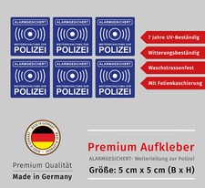 Aufkleber 6x Warnaufkleber Polizei Alarmgesichert blau UV-Beständig Wetterfest
