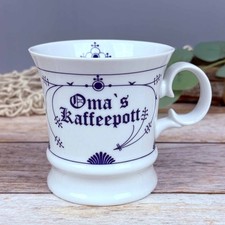 Herrenbecher Indisch Blau " Omas Kaffeepott " Porzellan Kaffeebecher Tasse