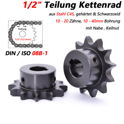 Kettenrad einfach mit - 1/2",