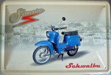 Blechschild Simson Schwalbe blau DDR Motorroller Moped Biker Retro Deko 30x20cm