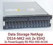 48cm 19" NETAPP STORAGE SHELF DS14MK2 ESH2 RS1401 RS-PSU-450-AC1N 114-00021+A 72