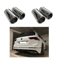 Auspuffblenden Endrohre Edelstahl für VW Tiguan Blenden rund Doppel Tuning