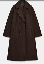 ZARA Damen Langer Mantel Braun