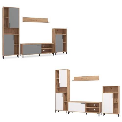 Wohnwand weiß grau modern - weiß,