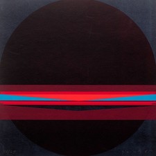 Lothar Quinte Op Art Corona Streifen Siebdruck 1965 sign. 42/65 schwarz türkis