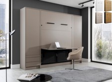 Schrankbett Wandbett vertikal GN 140x200 mit/ohne Schreibtisch LED & 2Schränken