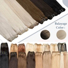 100g Echthaar Tressen Weft Hair Extensions Haarverlängerung Weave Remy Haar 15A
