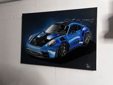Acrylgemälde Blauer Porsche
