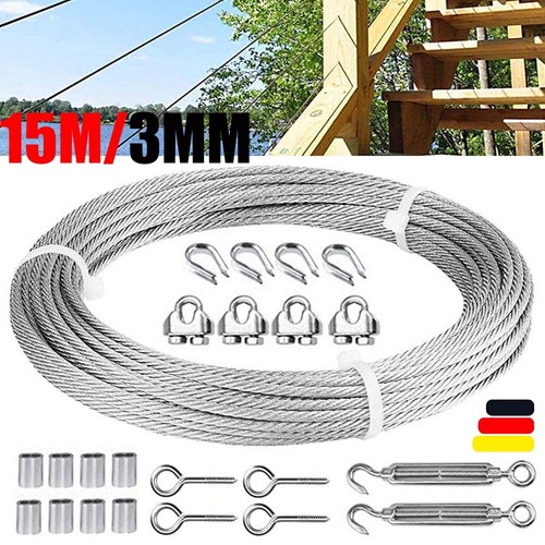 15m edelstahl drahtseil 3mm - 15m,
