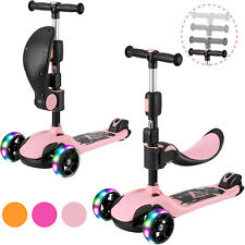 LED Räder Kinderroller Tretroller Dreirad Roller Scooter mit Klappbar Sitz NEU