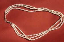 Perlenkette Süßwasserperlen Silber 3-reihig Collier