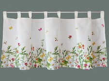 Scheibengardine Bistrogardine Gardine weiss bunte Blumen und Schmetterlinge 