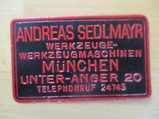 (9422) Reklamemarke - Andreas Sedlmayr Werkzeuge - Maschinen München