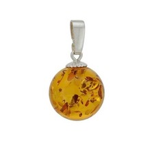 Anhänger Bernstein 925 Silber Unikat Kugel 14 mm 16217