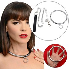 Frauen Halsband Metal Mit O-Ring Abschliessbar Halsreif BDSM Sklavin Bondage!