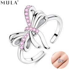 MULA Original 925 Sterling Silber Luxus Bogen Ring Rosa AAA CZ Frauen Schmuck